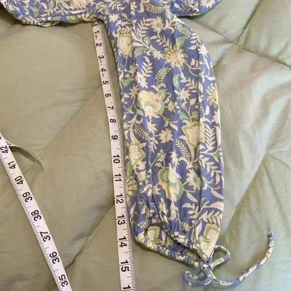 Lucky Brand Blue & Yellow Floral Elastic Waist, 3/4 Sleeve Top, Brass Buttons. - Picture 13 of 14